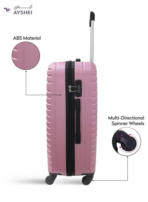 PARAJOHN Circles Series Set of 3 Luggage | Lightweight Small 10KG, Medium 20KG & Large 30KG ABS 4 Wheels Trolley Hardsided Travel Suitcase - Pink