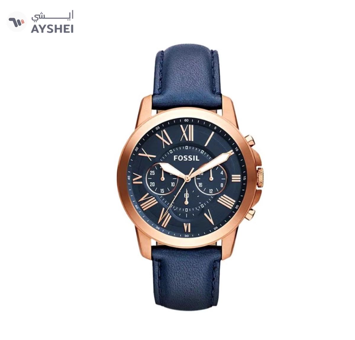 FOSSIL Men's Grant Water Resistant Chronograph Watch FS4835 - 44 mm - Blue-0-landscape