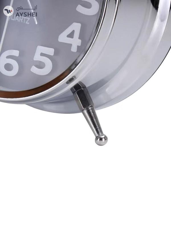 Geepas GWC26020 Twin Bell Alarm Clock, Chrome silver case, Portable, Loud Classic Analogue Alarm Clock with Backlight, Chrome Silver Body with Glass Lens, Round Twin Bell Clock with Step Movement, 2 Y