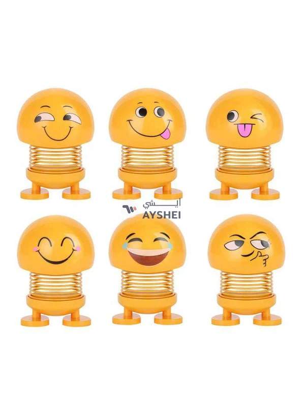 Generic 6-Piece Smiley Emoji Bobblehead For Car Decoration Set