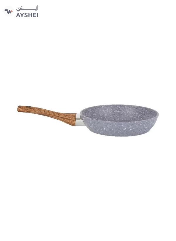 Delcasa 24cm Essential Frypan Strong Aluminum Body with Granite Coating and Heat Resistant Wooden Finish Bakelite Handle