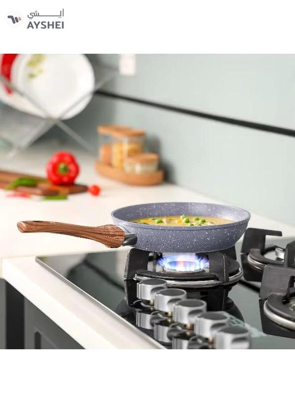 Delcasa 24cm Essential Frypan Strong Aluminum Body with Granite Coating and Heat Resistant Wooden Finish Bakelite Handle