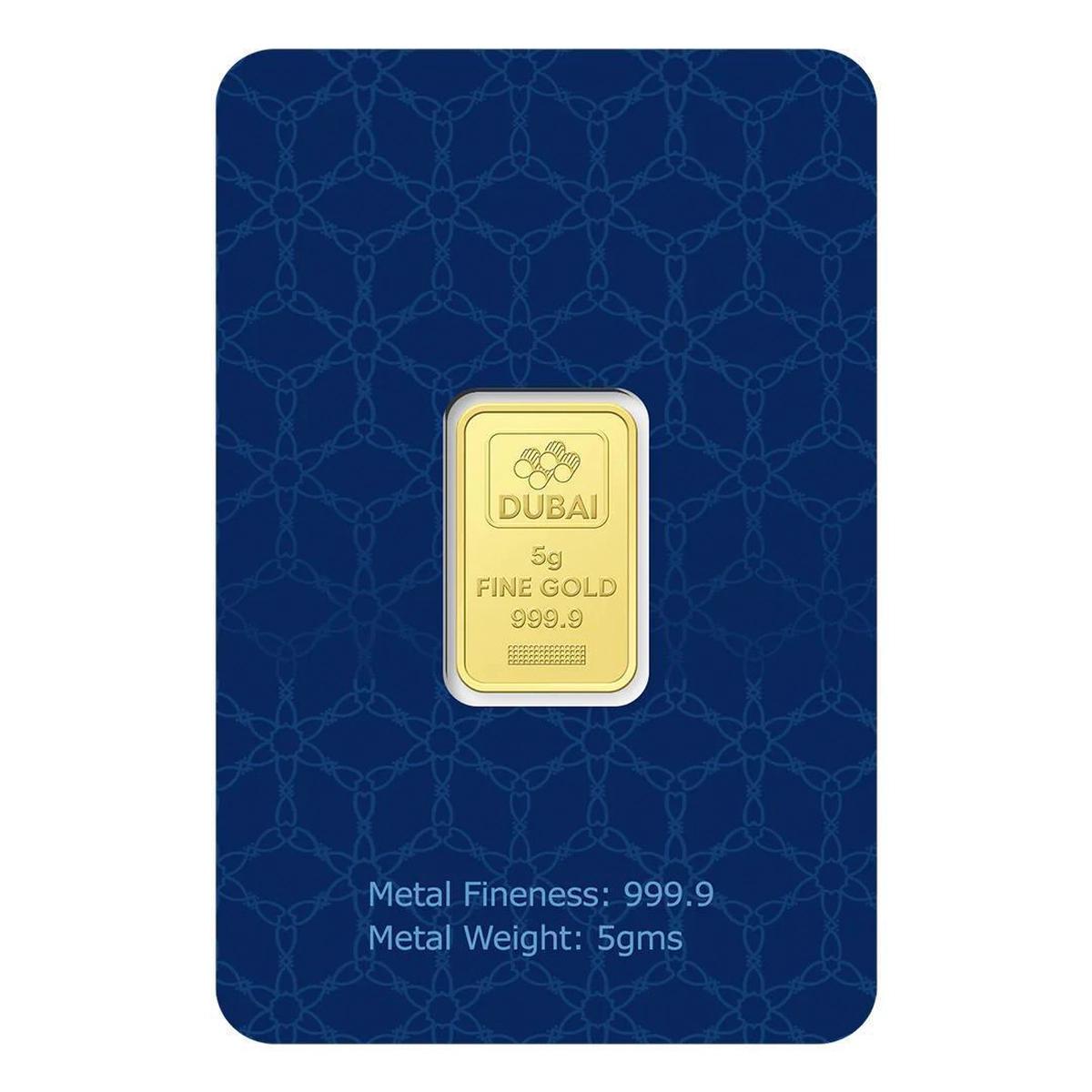 Dubai Gold 5 Grams Pure 999.9 Fine Gold Bar-0-portrait