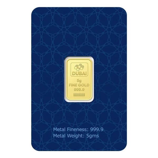 Dubai Gold 5 Grams Pure 999.9 Fine Gold Bar