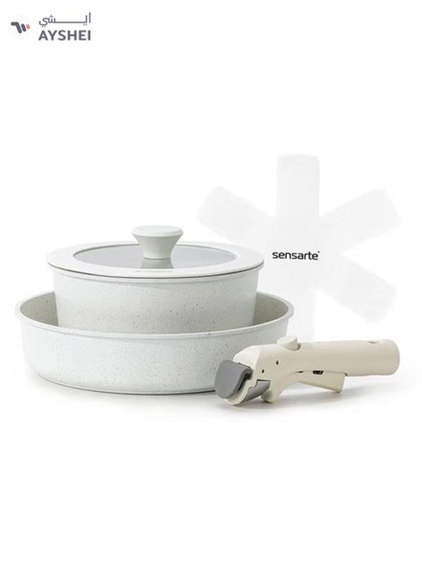 Sensarte 5 Piece Detachable Swiss Granite Coating Cookware Set, Non-Stick,