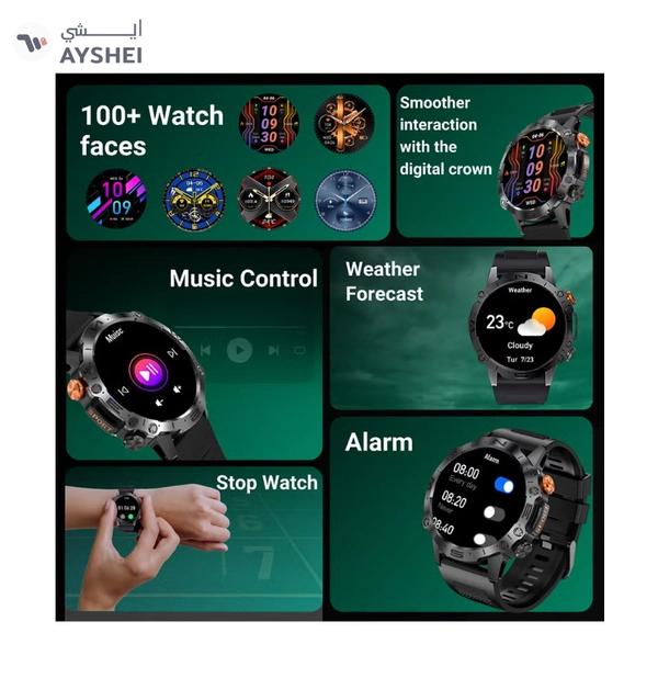 Armfit Dome Smartwatch For Men, AMOLED Always On Display Bluetooth Calling Waterproof Fitness Watches Compatible With Android iOS Black