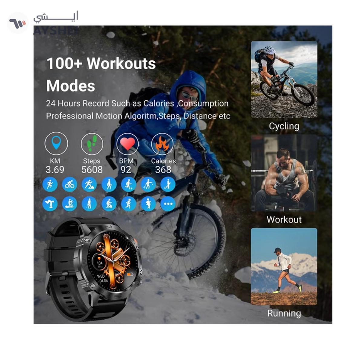 Armfit Dome Smartwatch For Men, AMOLED Always On Display Bluetooth Calling Waterproof Fitness Watches Compatible With Android iOS Black-6-6