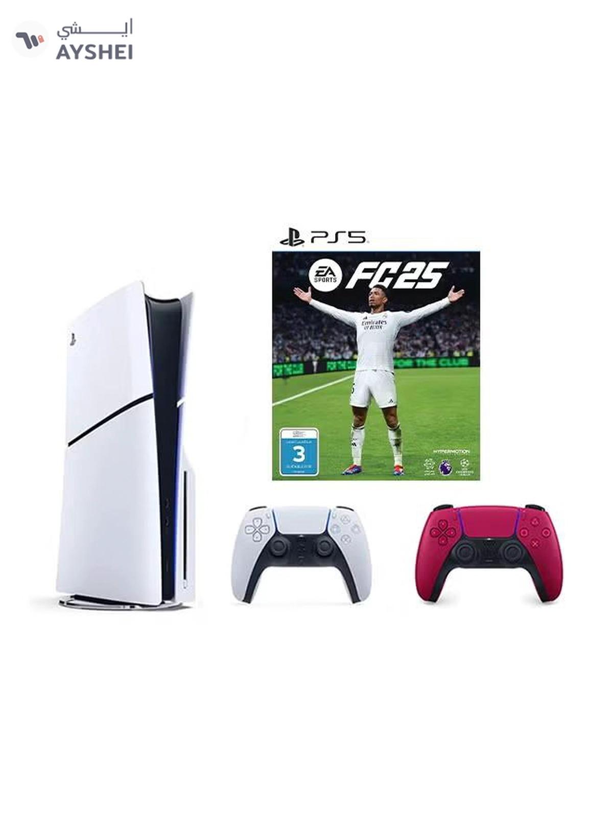 Sony PlayStation 5 Disc Slim Console With Extra Red Controller And FC 25-0-portrait