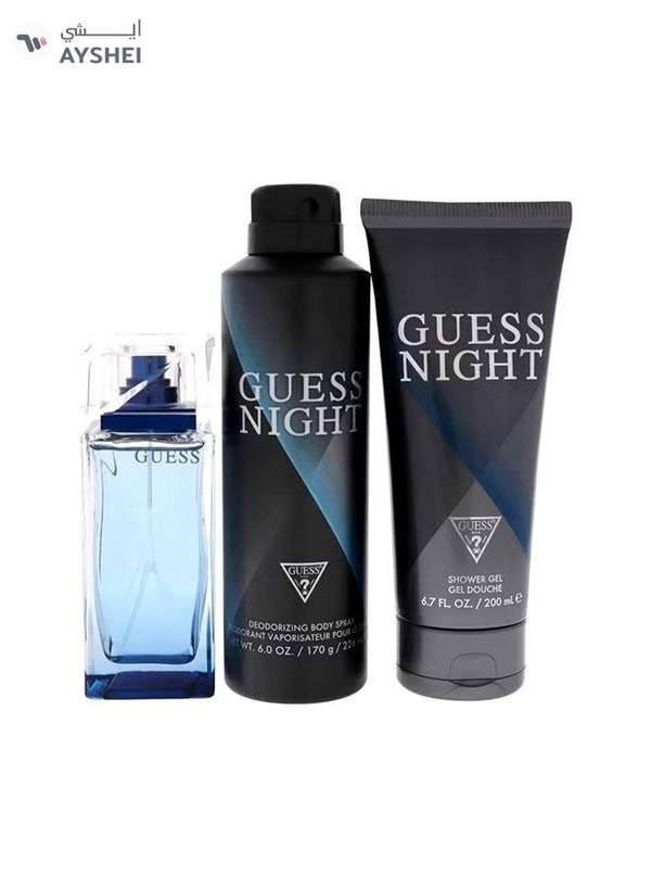 Guess Night Men Set Edt 100Ml+200Ml Sg+226Ml Body Spray (New)