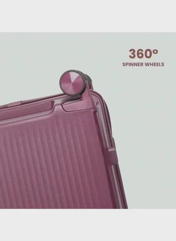 British Tourister 3 Piece Polypropylene Hard Side Spinner Luggage Trolley Set 20/24/28 Inch - Purple