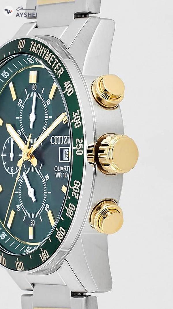 Citizen Chronograph Quartz Green Dial Stainless Steel Men's Watch AN3689-55X