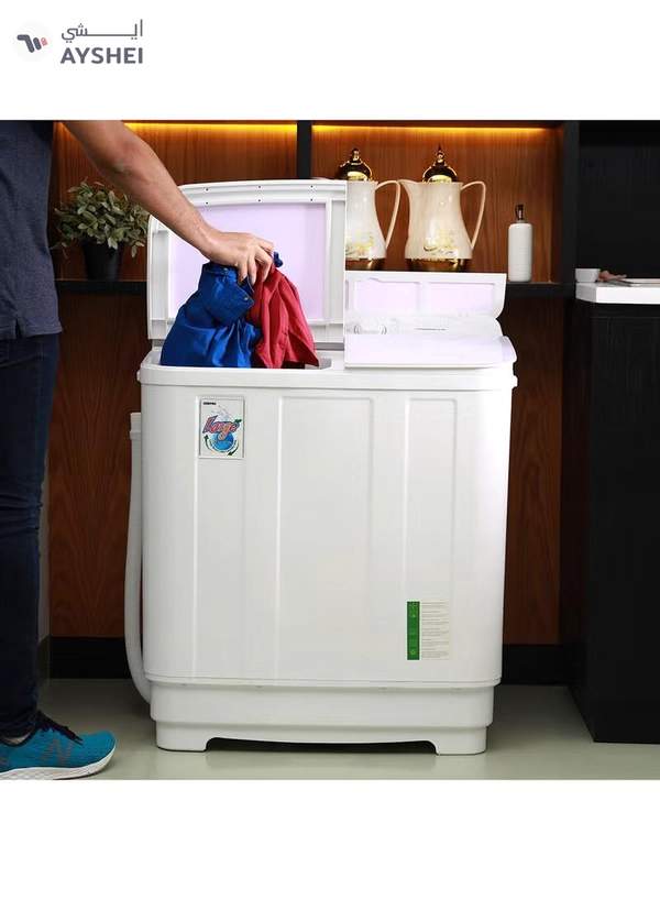 GEEPAS Twin Tub Semi-Automatic Washing Machine- GSWM6466| Hidden Control Panel and Semi-Automatic Top Load Washing Machine| Spin Capacity: 7.0 KG| White 400 W GSWM6466 White 400 W GSWM6466 White