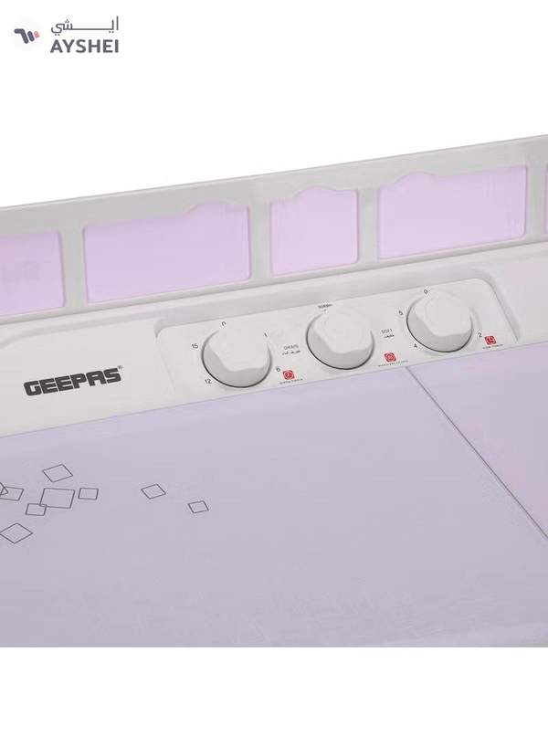 GEEPAS Twin Tub Semi-Automatic Washing Machine- GSWM6466| Hidden Control Panel and Semi-Automatic Top Load Washing Machine| Spin Capacity: 7.0 KG| White 400 W GSWM6466 White 400 W GSWM6466 White