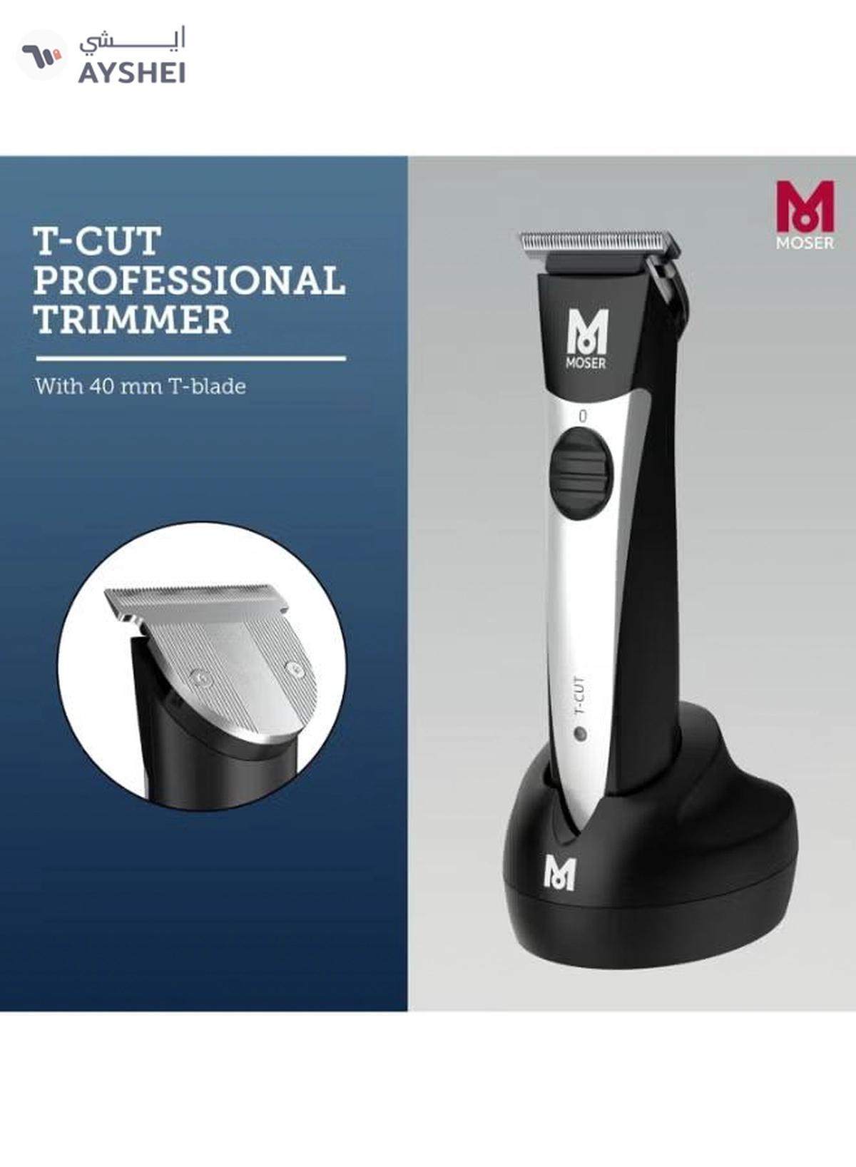 MOSER T-Cut Professional Cord/Cordless Trimmer With T-Blade, 1591-0170 Black/Silver-3-3