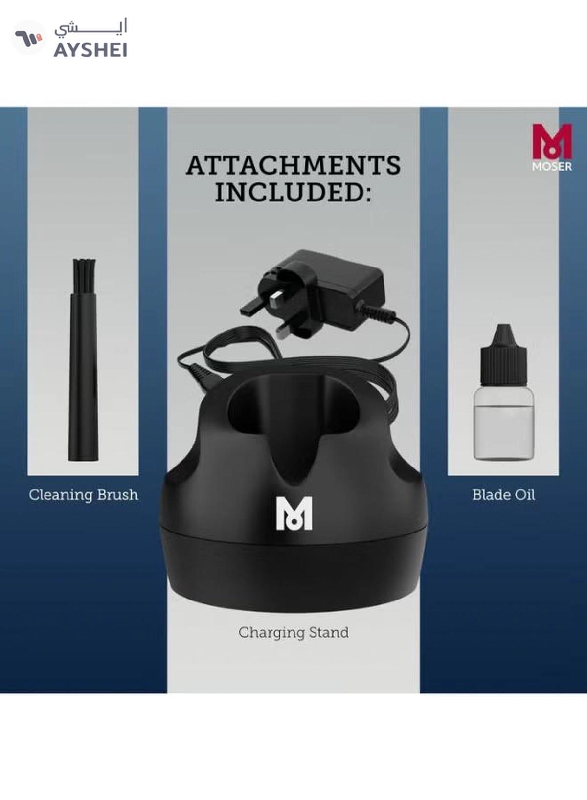 MOSER T-Cut Professional Cord/Cordless Trimmer With T-Blade, 1591-0170 Black/Silver-5-5