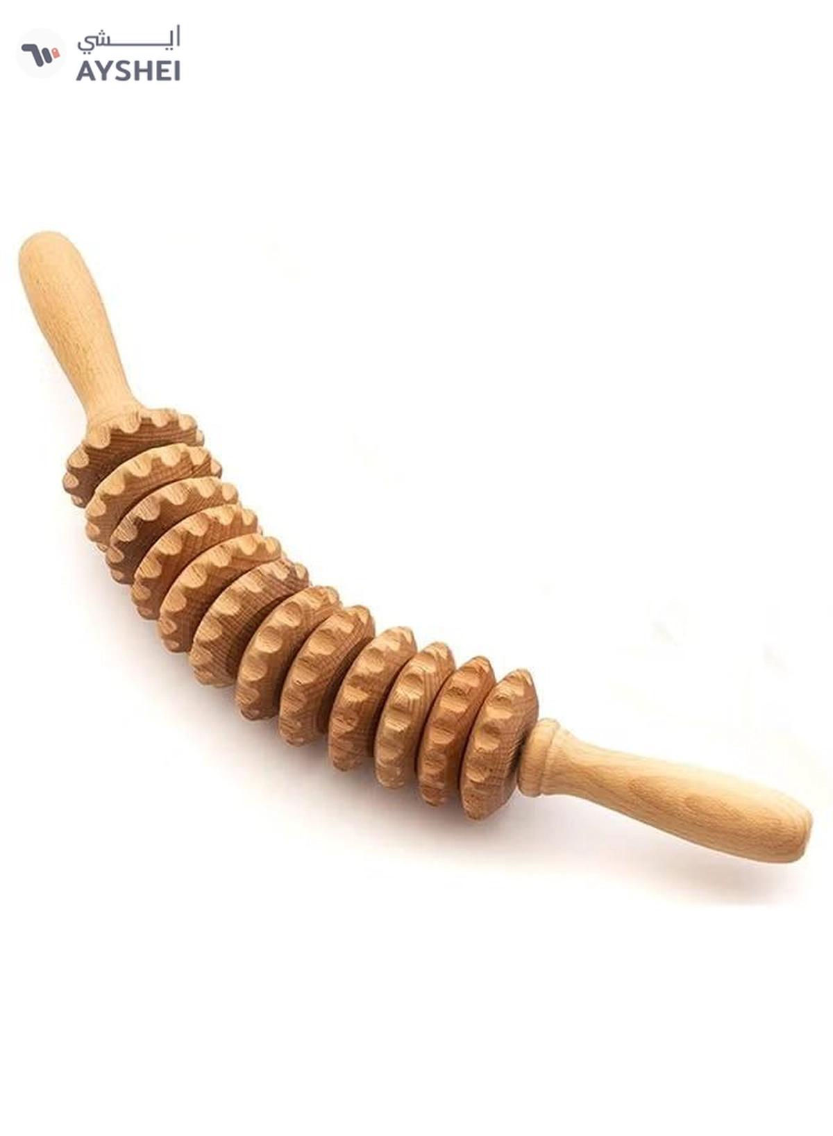 Eworld Curved Wooden Massage Roller for Waist, Thighs and Body, Natural Beech Wood Therapy Tool -0-0