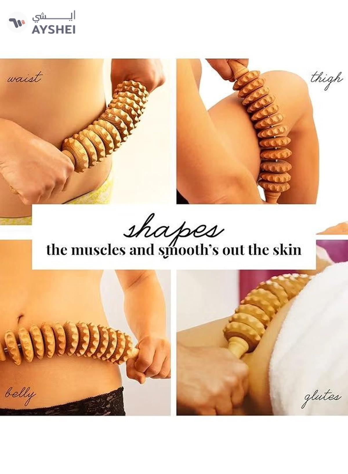Eworld Curved Wooden Massage Roller for Waist, Thighs and Body, Natural Beech Wood Therapy Tool -4-4