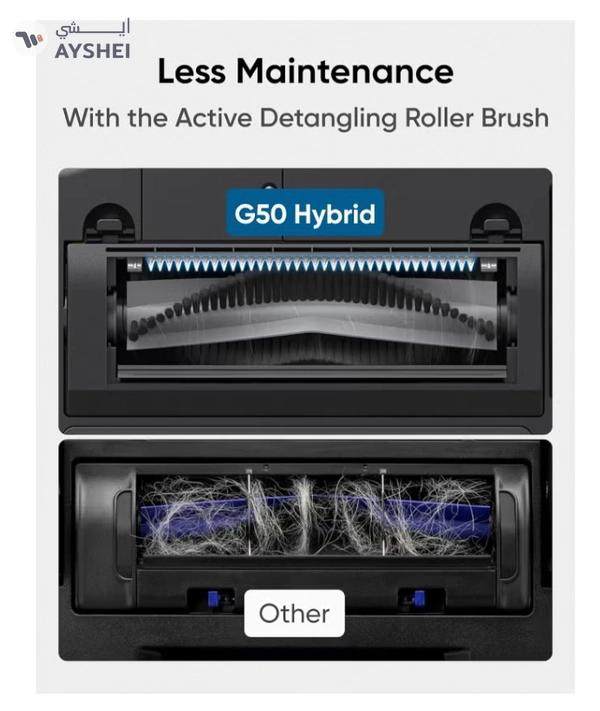 Eufy G50 Robot Vacuum With 4,000 Pa Powerful Suction, Dynamic Navigation And Pro Detangle Comb Roller Brush For Hair Cleaning, Mop Pad For Light Surface Cleaning, Perfect For Hard Floor, Pet Hair, Carpet 40 W T2212 Black