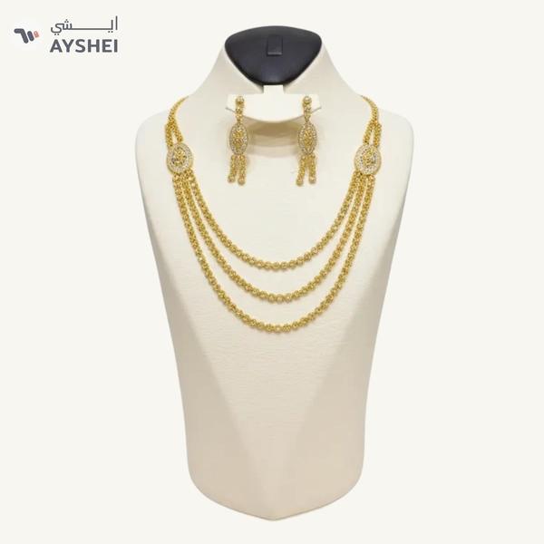 22K Gold Layered Necklace Set (Necklace + Earrings) — 41.04g | 100% Authentic