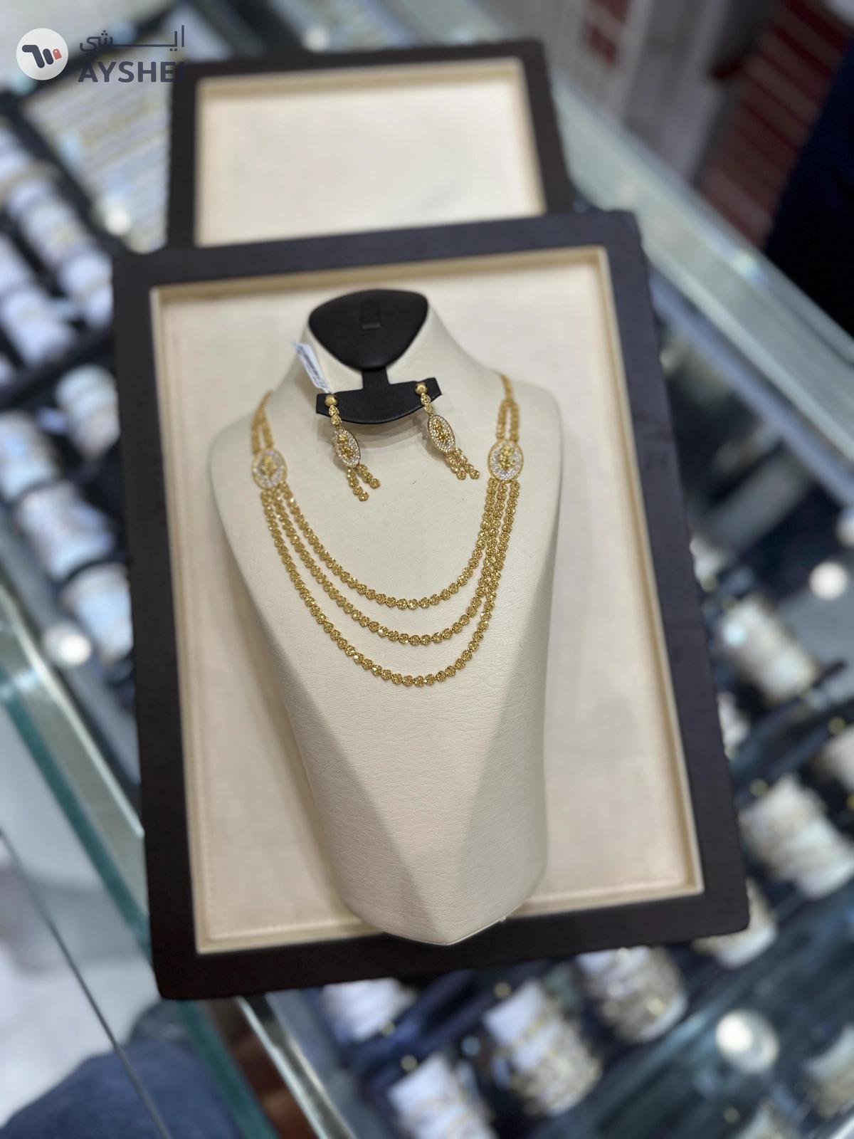 22K Gold Layered Necklace Set (Necklace + Earrings) — 41.04g | 100% Authentic-1-portrait