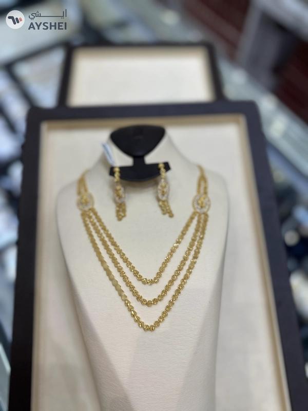 22K Gold Layered Necklace Set (Necklace + Earrings) — 41.04g | 100% Authentic