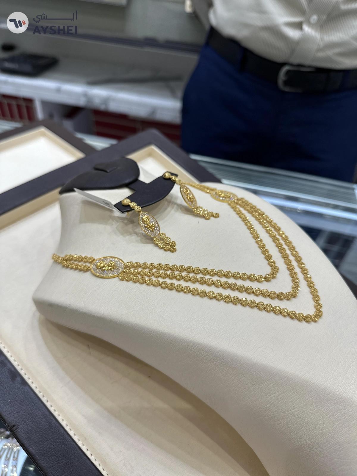 22K Gold Layered Necklace Set (Necklace + Earrings) — 41.04g | 100% Authentic-0-portrait