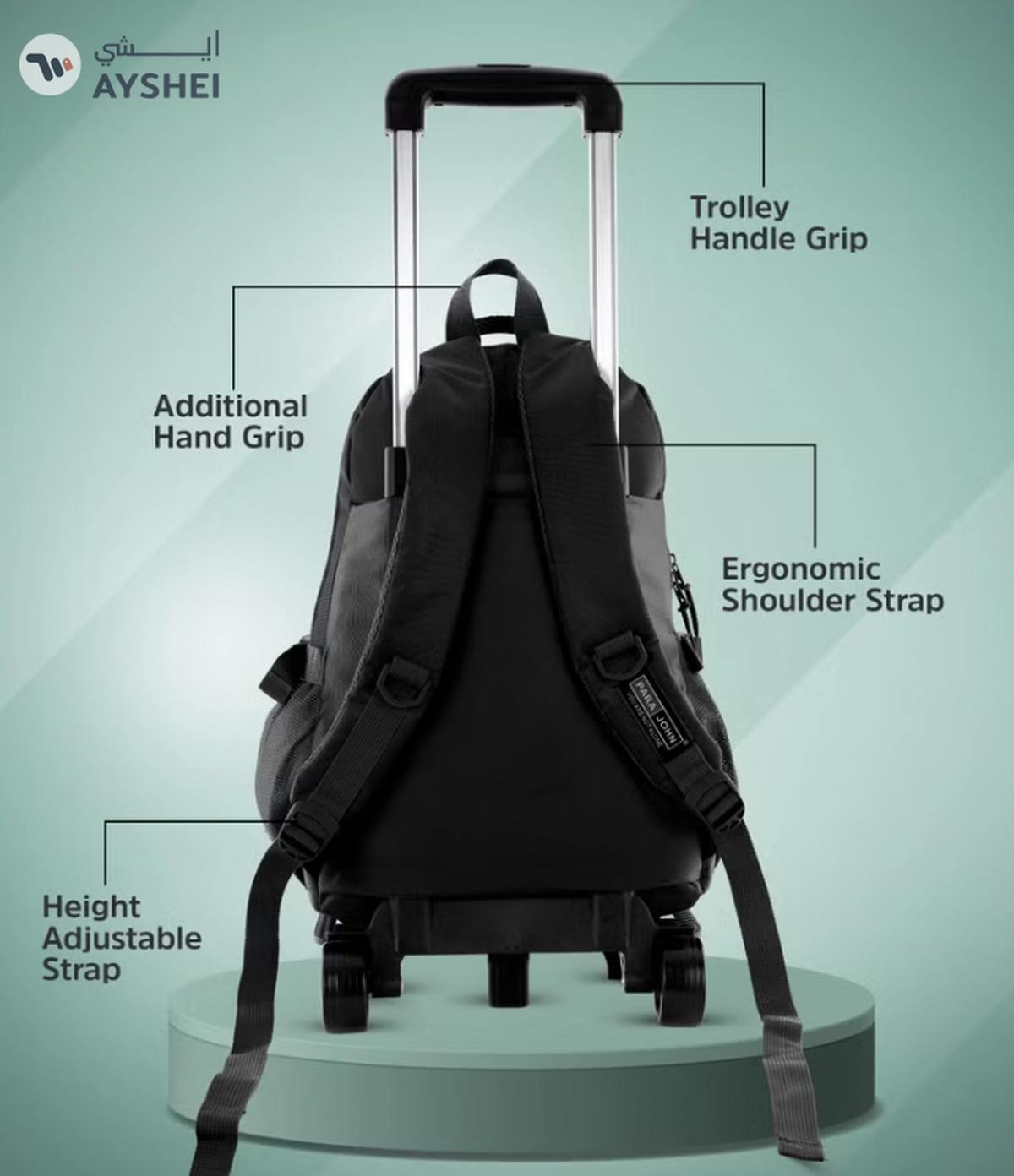 PARAJOHN Unisex Rolling Trolley Backpack with Adjustable Strap-3-3