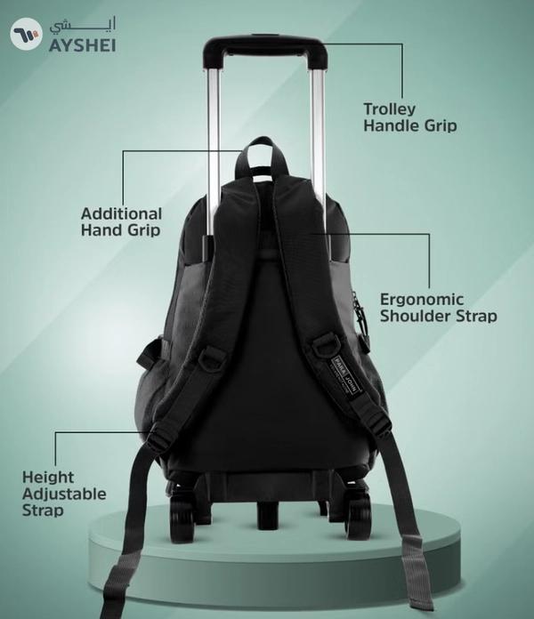 PARAJOHN Unisex Rolling Trolley Backpack with Adjustable Strap