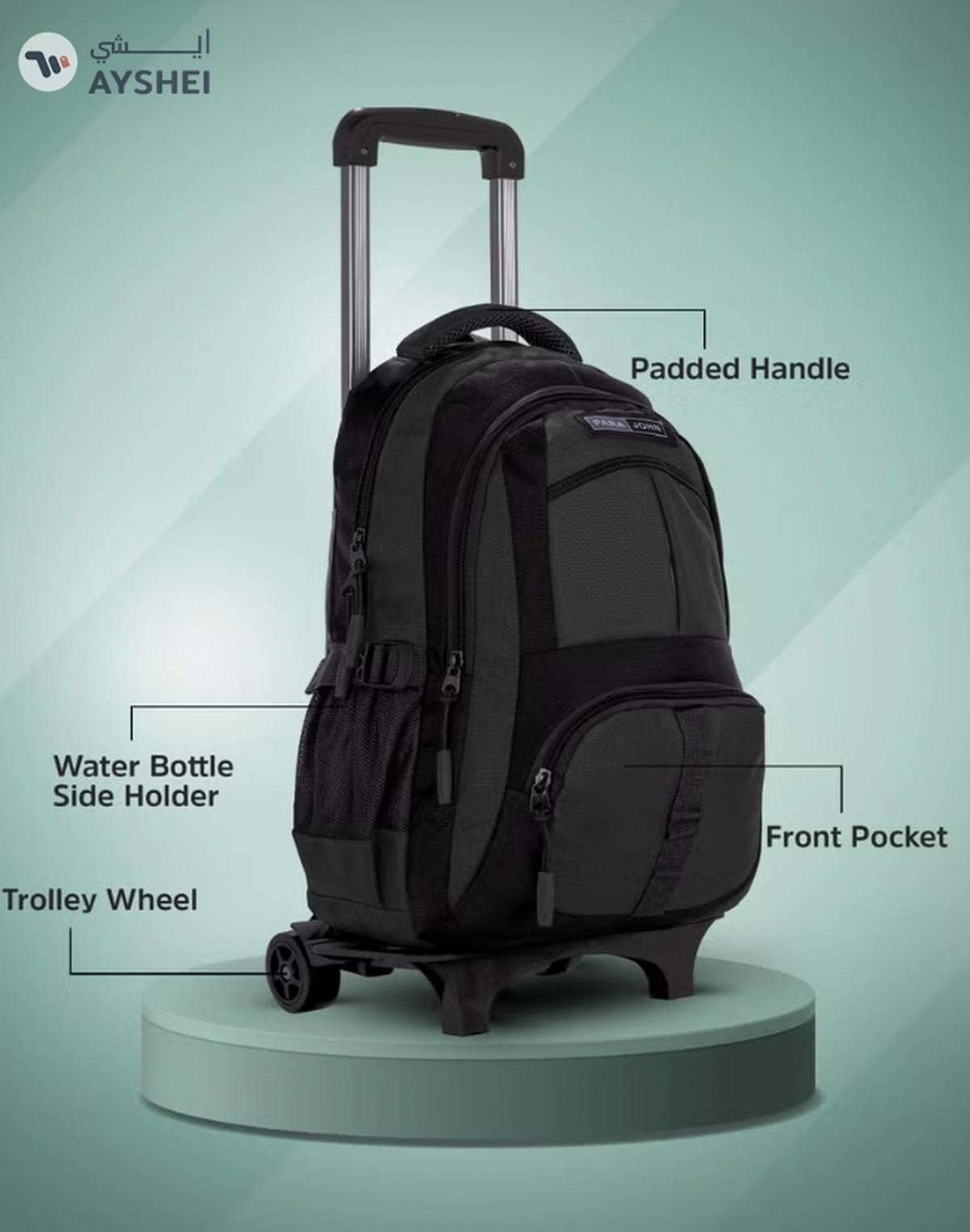 PARAJOHN Unisex Rolling Trolley Backpack with Adjustable Strap -3-3