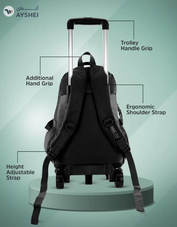 PARAJOHN Unisex Rolling Trolley Backpack with Adjustable Strap