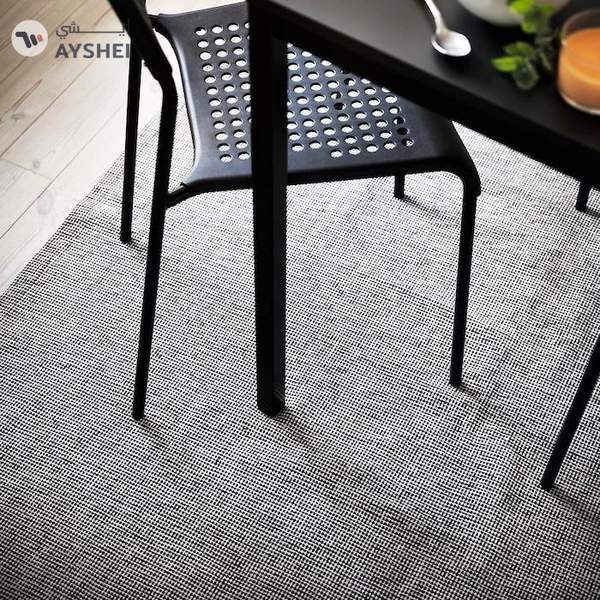 IKEA TIPHEDE Rug, Flatwoven, Black/Natural, 155x220 cm
