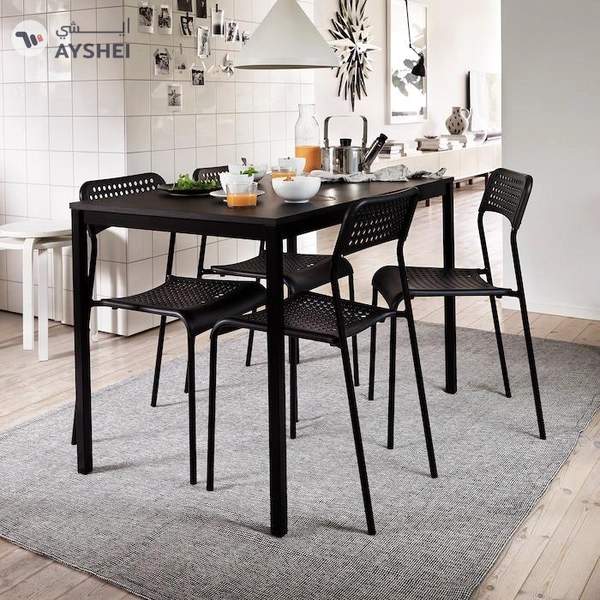 IKEA TIPHEDE Rug, Flatwoven, Black/Natural, 155x220 cm
