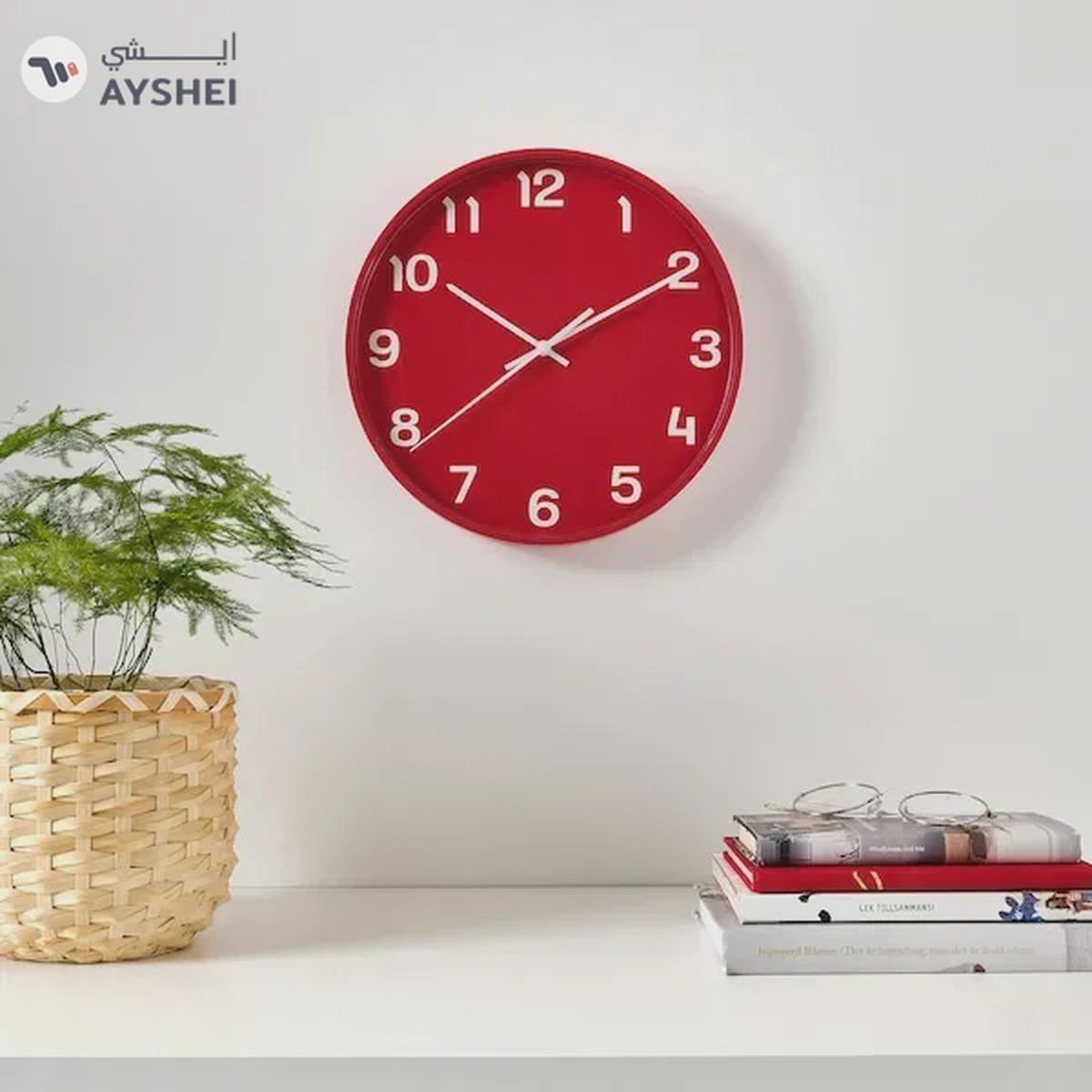 IKEA PLUTTIS Wall Clock: Vibrant Red 28 cm Timepiece-1-1