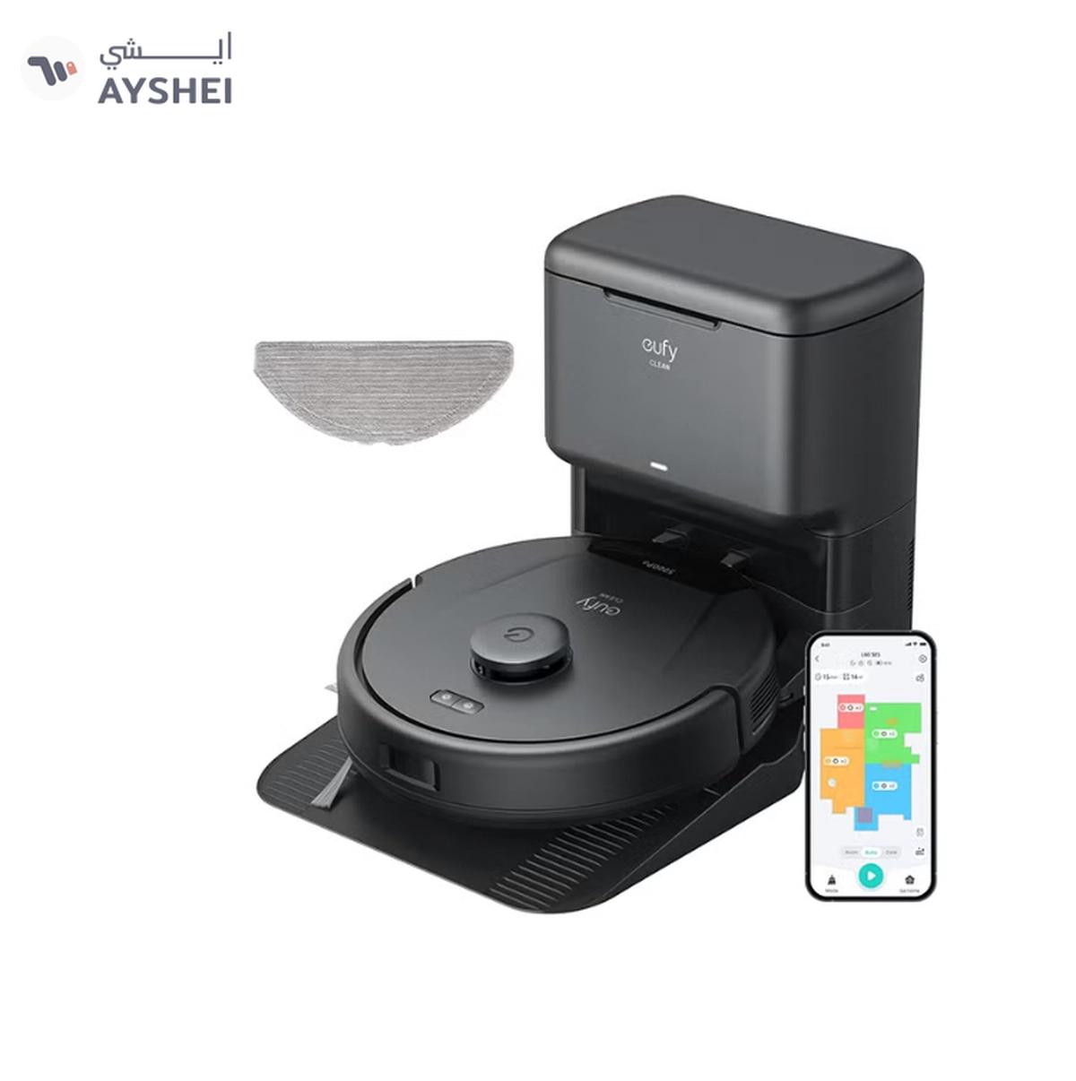 Eufy L60 Hybrid Robot Vacuum With Self Empty Station, Hair Detangling Technology, Up To 60 Days Of Hands Free Cleaning, Ultra Strong 5,000 Pa Suction To Remove Hair, Dust, Mop Pad 50 W T2278V11 Black-0-portrait