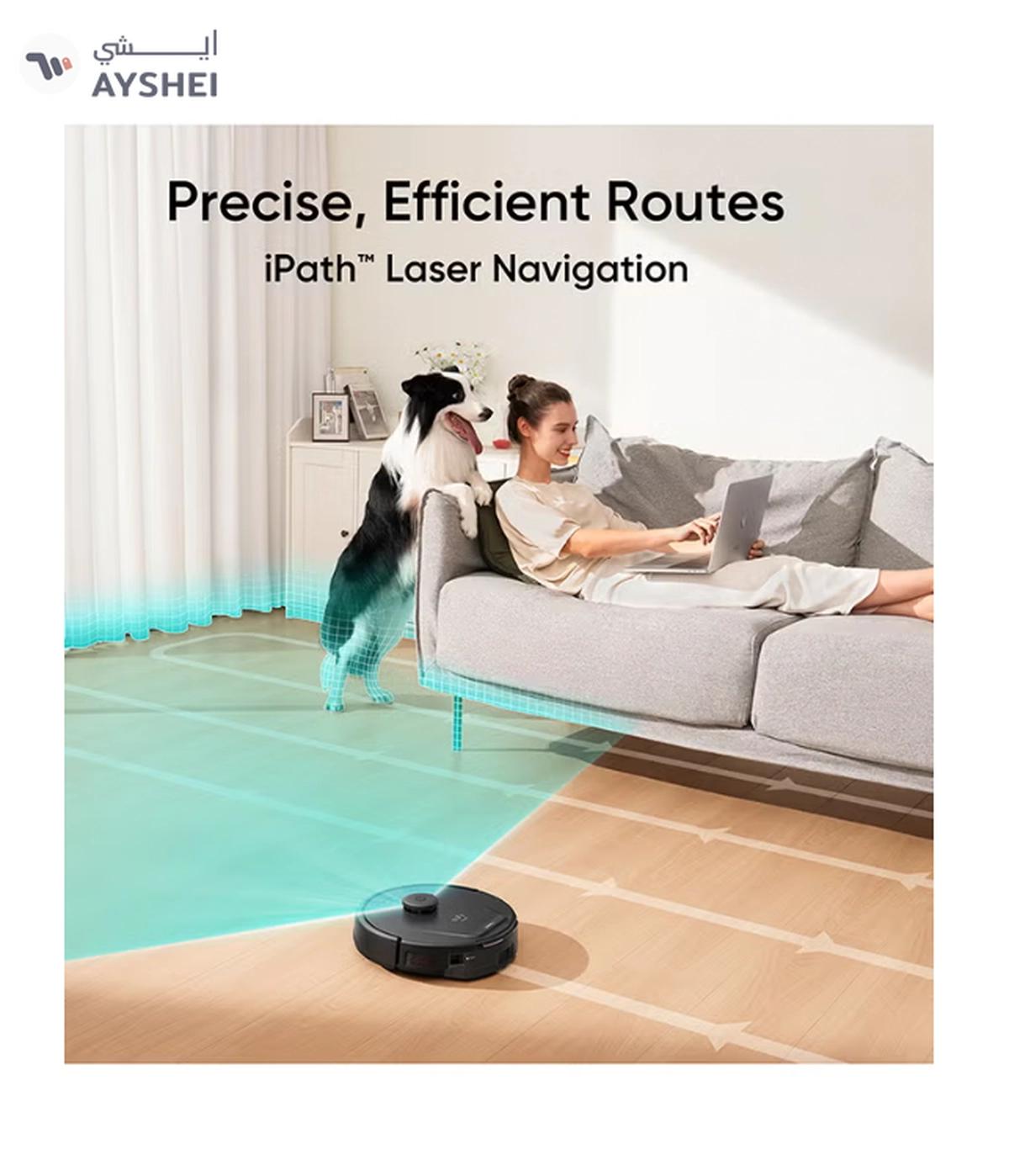 Eufy L60 Hybrid Robot Vacuum With Self Empty Station, Hair Detangling Technology, Up To 60 Days Of Hands Free Cleaning, Ultra Strong 5,000 Pa Suction To Remove Hair, Dust, Mop Pad 50 W T2278V11 Black-8-8