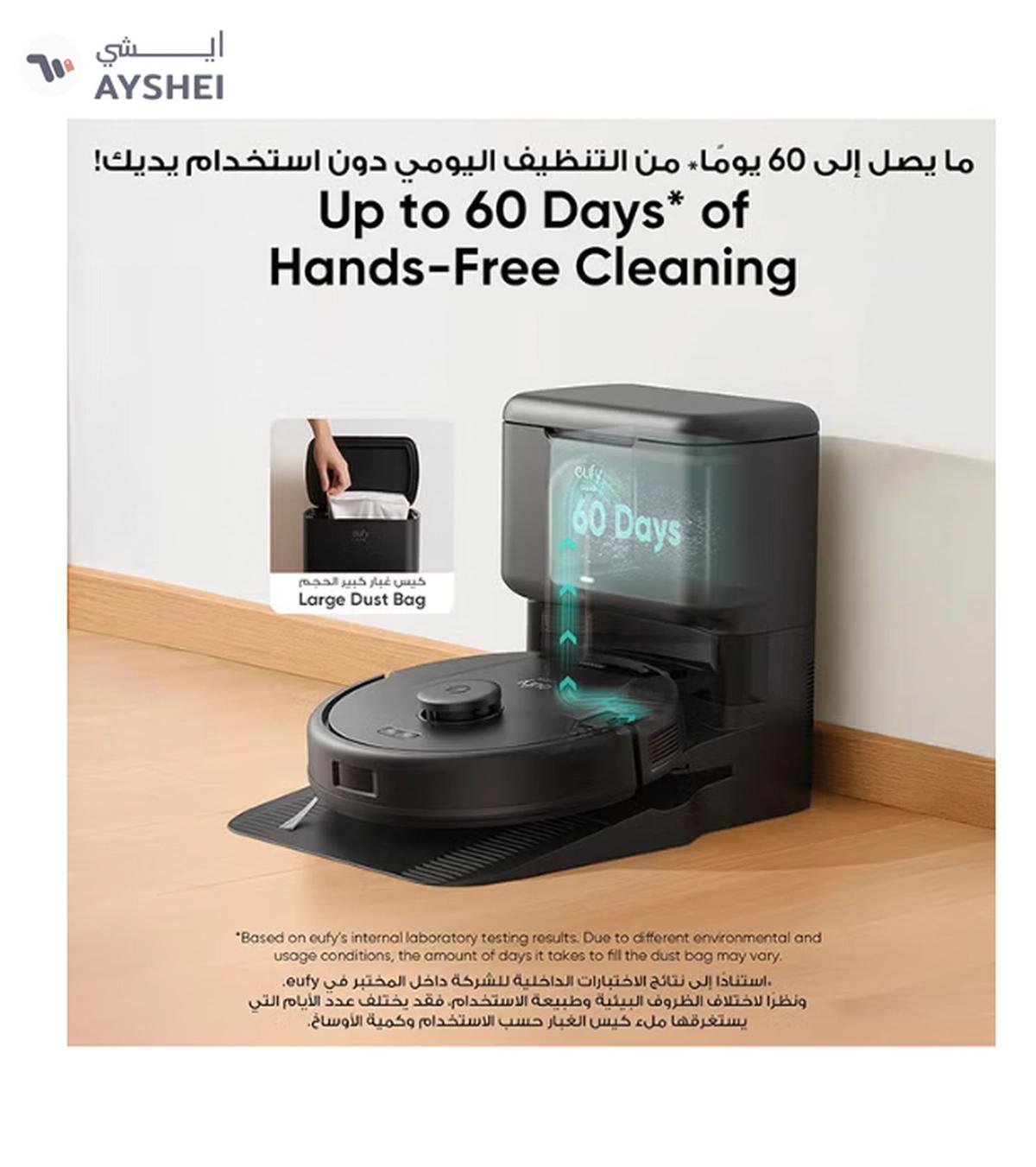 Eufy L60 Hybrid Robot Vacuum With Self Empty Station, Hair Detangling Technology, Up To 60 Days Of Hands Free Cleaning, Ultra Strong 5,000 Pa Suction To Remove Hair, Dust, Mop Pad 50 W T2278V11 Black-1-portrait