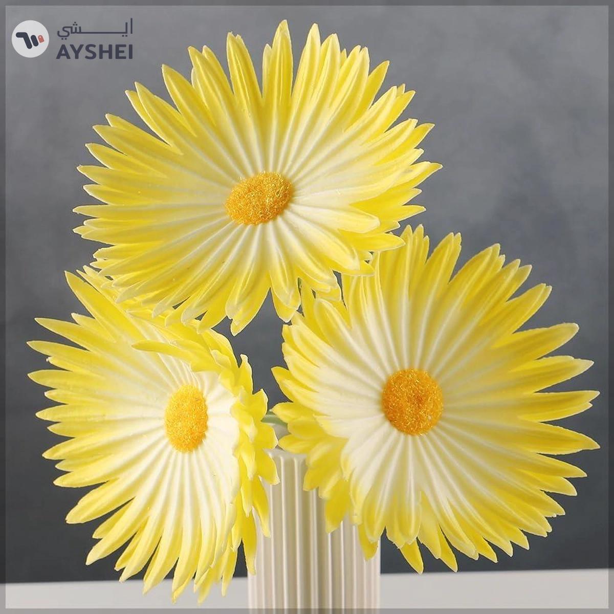 YATAI 3pcs Artificial Daisy Flowers, Real Touch Silk Artificial Chrysanthemum Flower-1-1