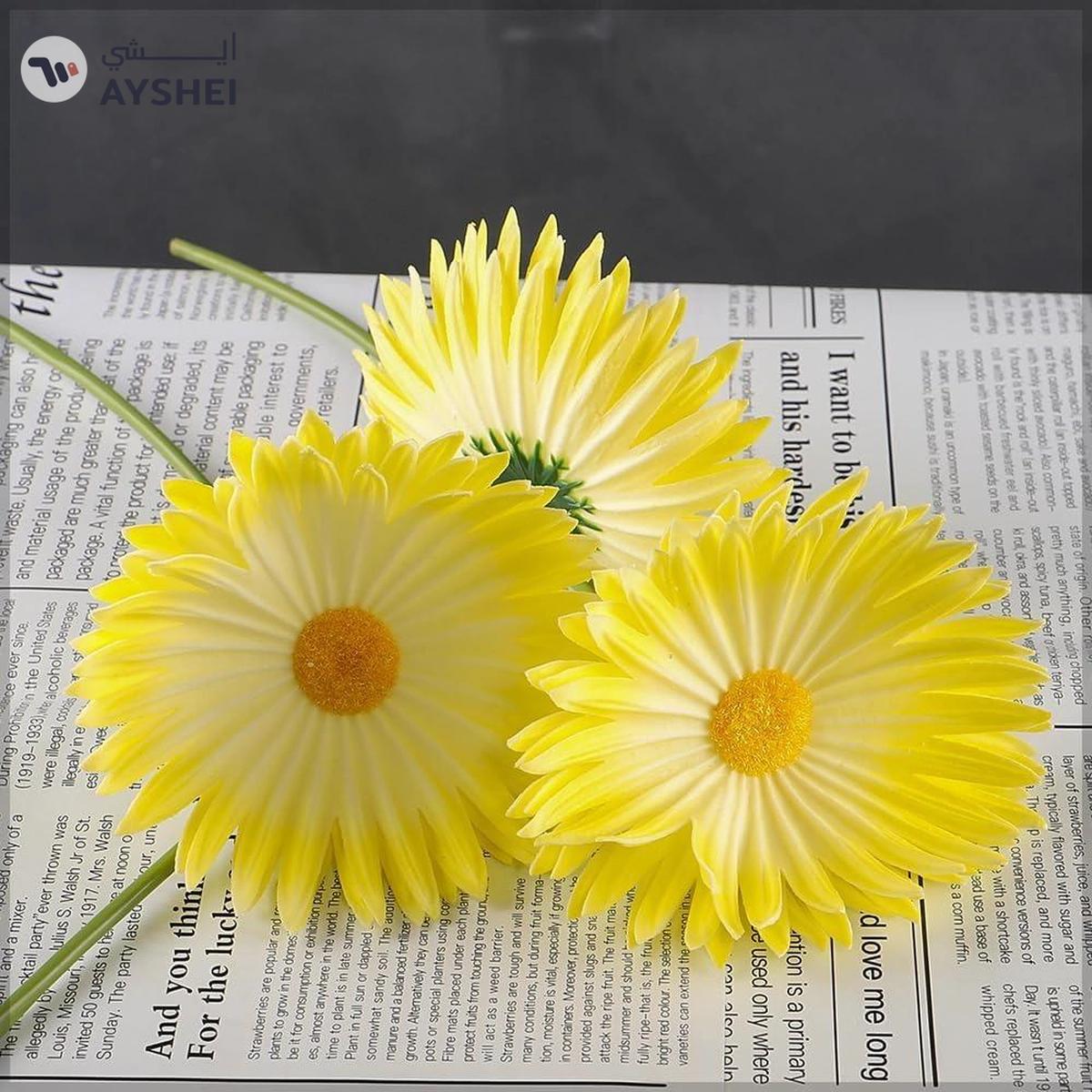 YATAI 3pcs Artificial Daisy Flowers, Real Touch Silk Artificial Chrysanthemum Flower-1-portrait