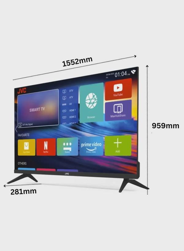 JVC 70 Inch Edgeless 4K UHD Android 14 Smart TV With Bluetooth, Web Browser, Dolby Audio LT-70N7105 Black