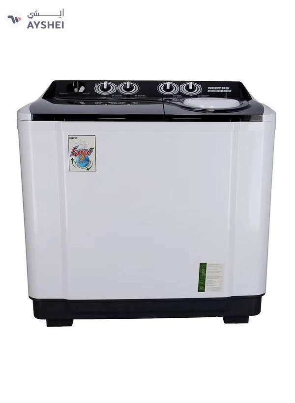 GEEPAS Twin Tub Semi-Automatic Washing Machine| Fully Knob Control and Semi-Automatic Top Load Washing Machine| Two Water Nets in One Waterfall| Water Inlet Bubble Marker Function 700 W GSWM18012 White/Black 700 W GSWM18012 White/Black