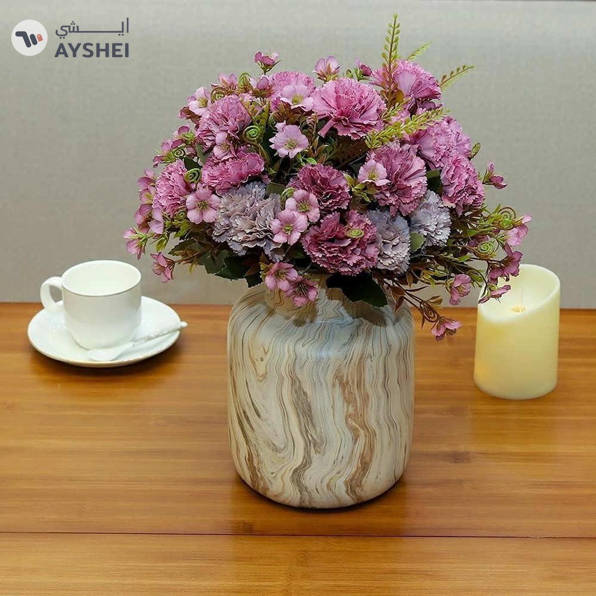 YATAI Pack Of 4 Artificial Carnation Flowers, Lifelike Silk Flowers Bouquet, Realistic Fake Flowers Arrangement, Maintenance-Free & Long-Lasting Faux Flowers Home Office & Wedding Decoration, Red-1-1
