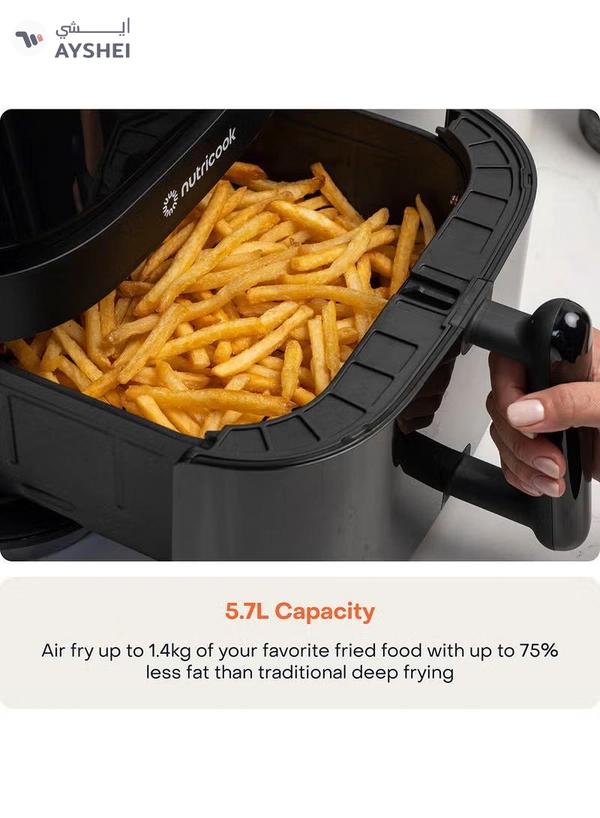Nutricook Digital Air Fryer Vision 3 , 5.7L Capacity with Clear Window & Internal Light,6 Presets, Air Fry, Roast, Bake, Broil, Dehydrate& Reheat, 2 Years limited Warranty 5.7 L 1700 W NC-AF357V Black