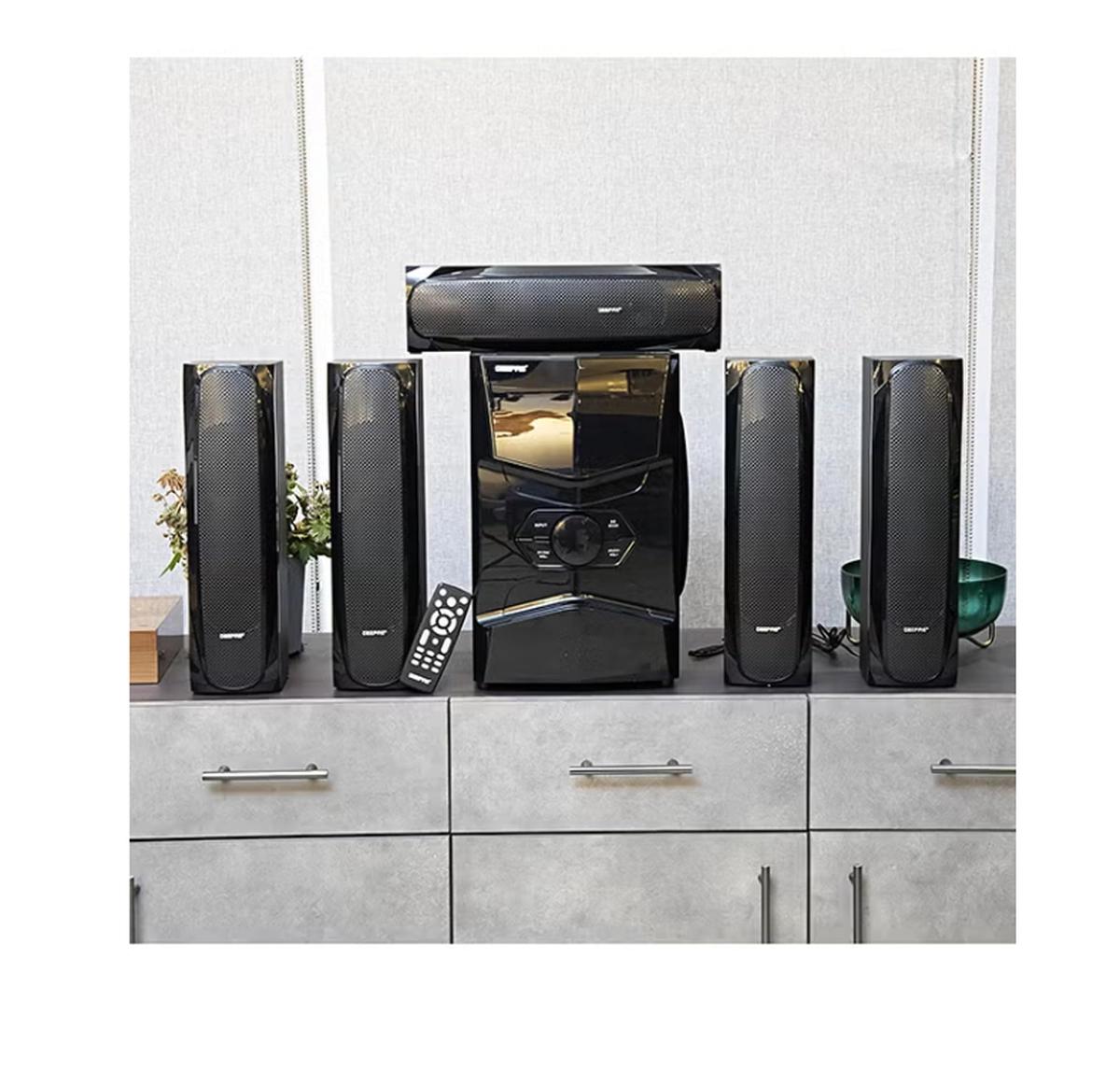 Geepas 5.1 Channel Multimedia Speaker System with Remote Control- GMS8578| FM Radio, Bluetooth, USB Input, SD Card Reader, Karaoke Function| LED Display-5-5