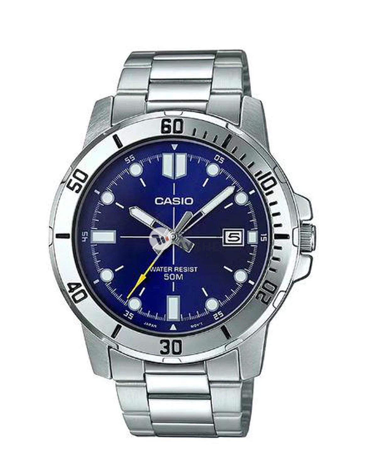 CASIO Men's Enticer Water Resistant Stainless Steel Analog Watch MTP-VD01D-2EVUDF - 45 mm - Silver-0-portrait