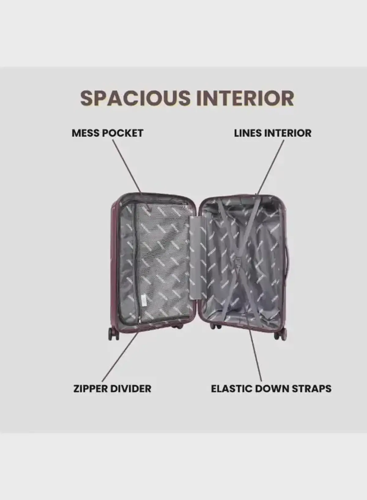 British Tourister 3 Piece Polypropylene Hard Side Spinner Luggage Trolley Set 20/24/28 Inch - Purple-1-1