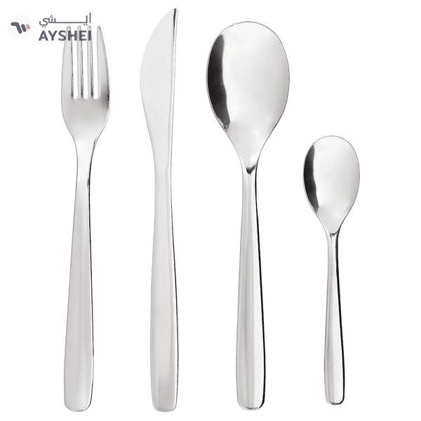 MOPSIG 16-Piece Stainless Steel Cutlery Set – Modern, Durable Flatware for 4 People, Includes Forks, Knives, Spoons & Teaspoons, Dishwasher Safe, Sleek Minimalist Design for Everyday and Formal Dining