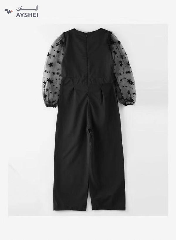 HASHQLO Pearl Belt With Star Embellished Full Length Jumpsuit Black/Grey