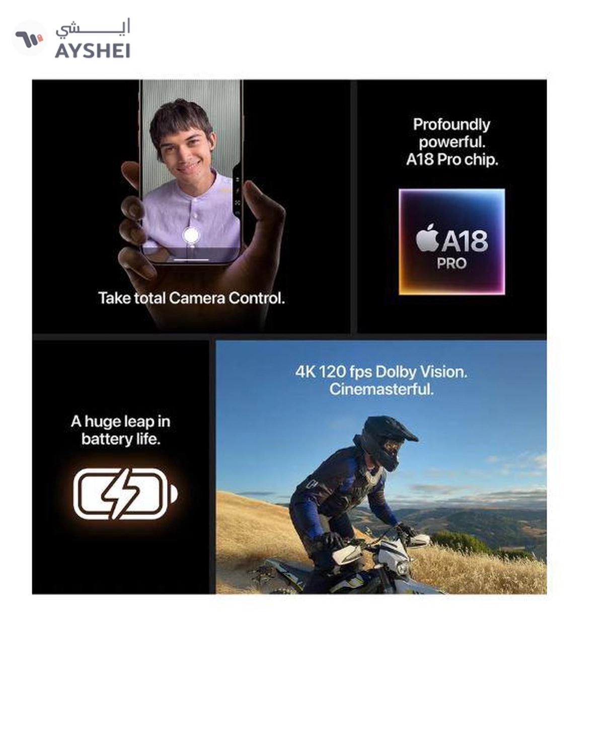 Apple iPhone 16 Pro 128GB Black Titanium 5G With FaceTime - Middle East Version-8-8