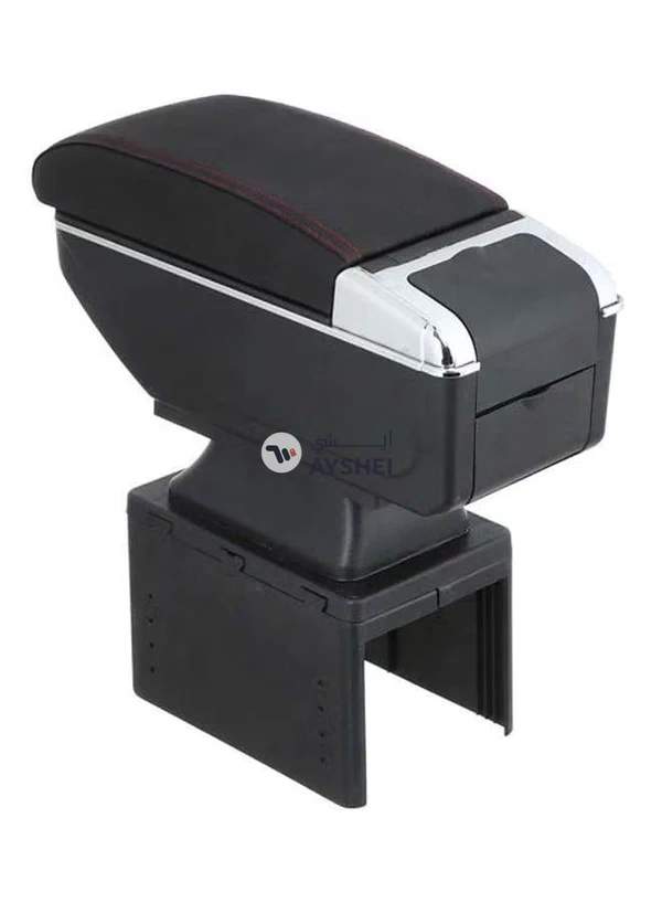 Generic Car Armrest Center Console Storage Box Leather Organizer Box Double-Layer Seat Central Arm Rest Box with Cup Holder Ashtray and 7 USB,Armrest Pads