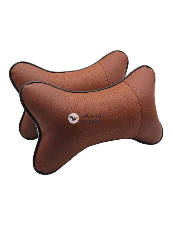Generic 2-Piece Leather Car Neck Pillow